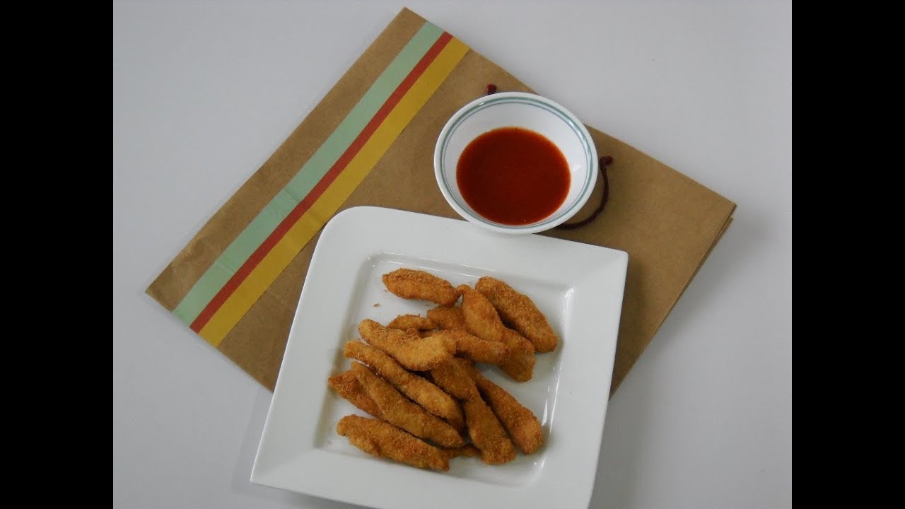 Chicken strips with hot sauce